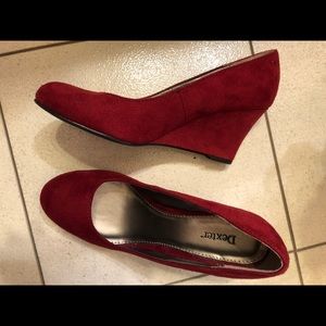 Wedge red suede heels